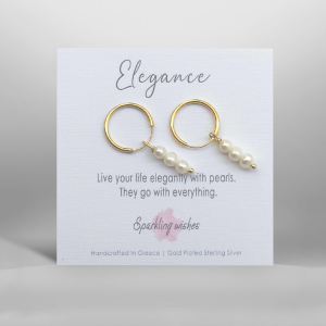 Elegance Three Pearls Hoops Earrings 