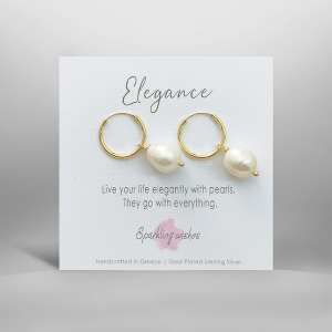 Elegance Hoops with Big Pearls Earrings 